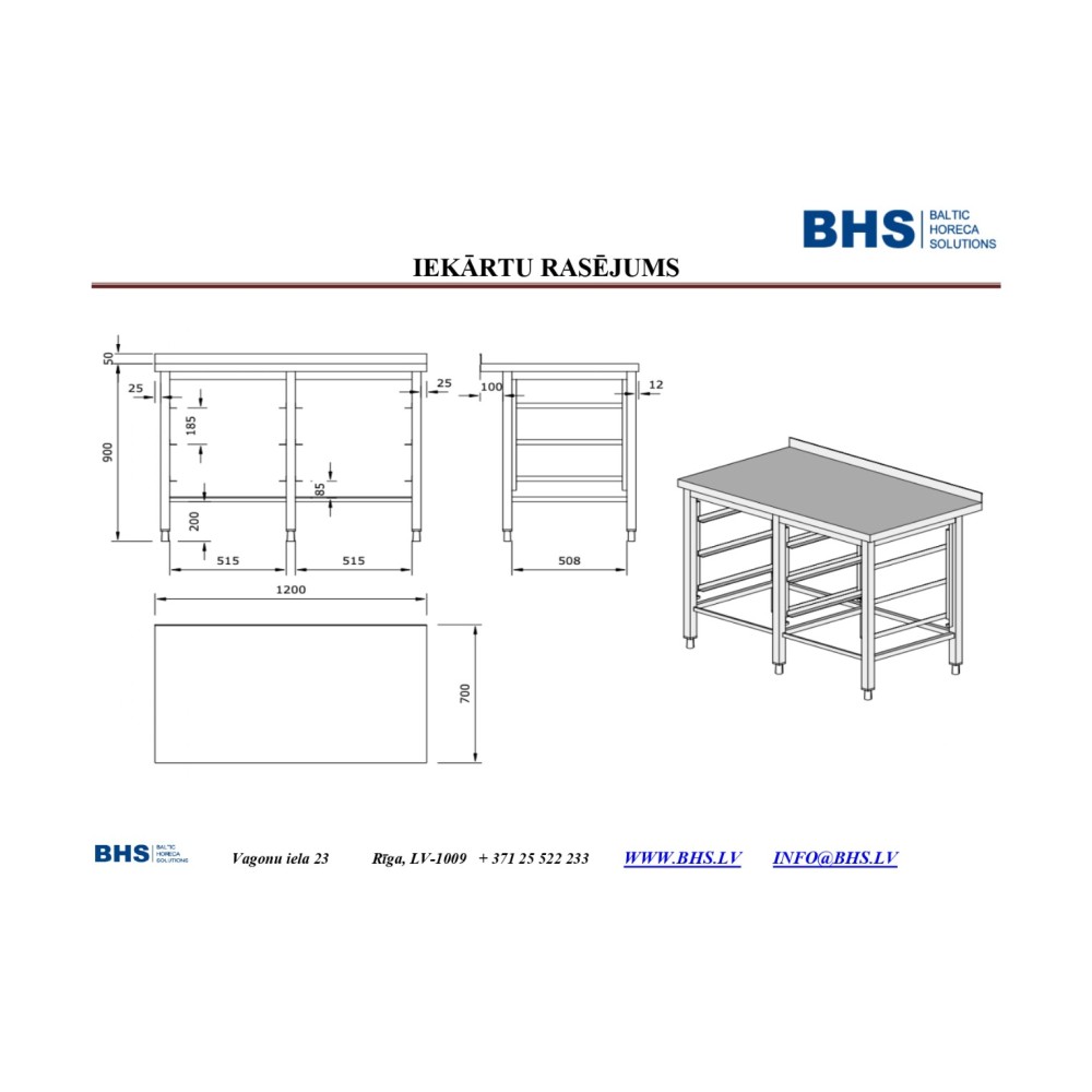 Pēcmazgāšanas galds ar vietu kastem 1200 mm (PR-table-1200)