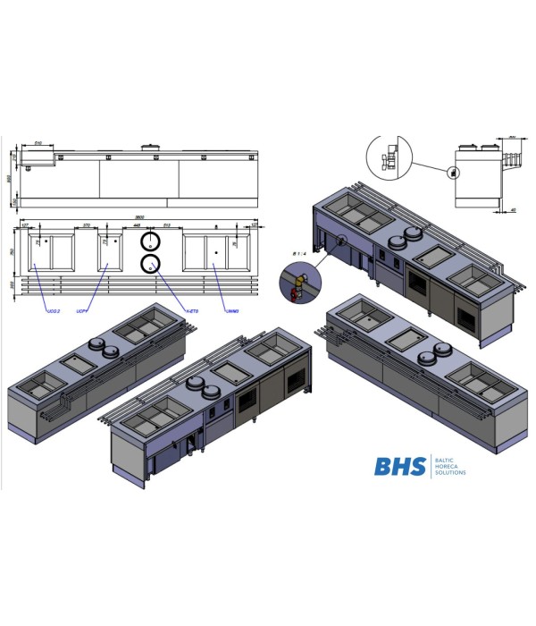 RAS124 | Ēdnīcu līnijas iekārtu rasējums - BHS.LV | BHS.LV