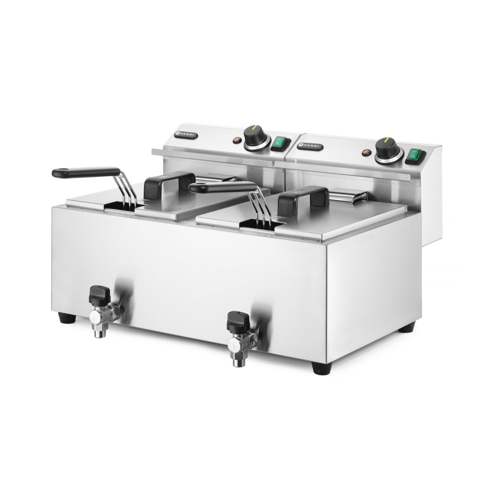 Manuālais friteris Profi Line ar izteces krānu, 2 x 8 l (209301)