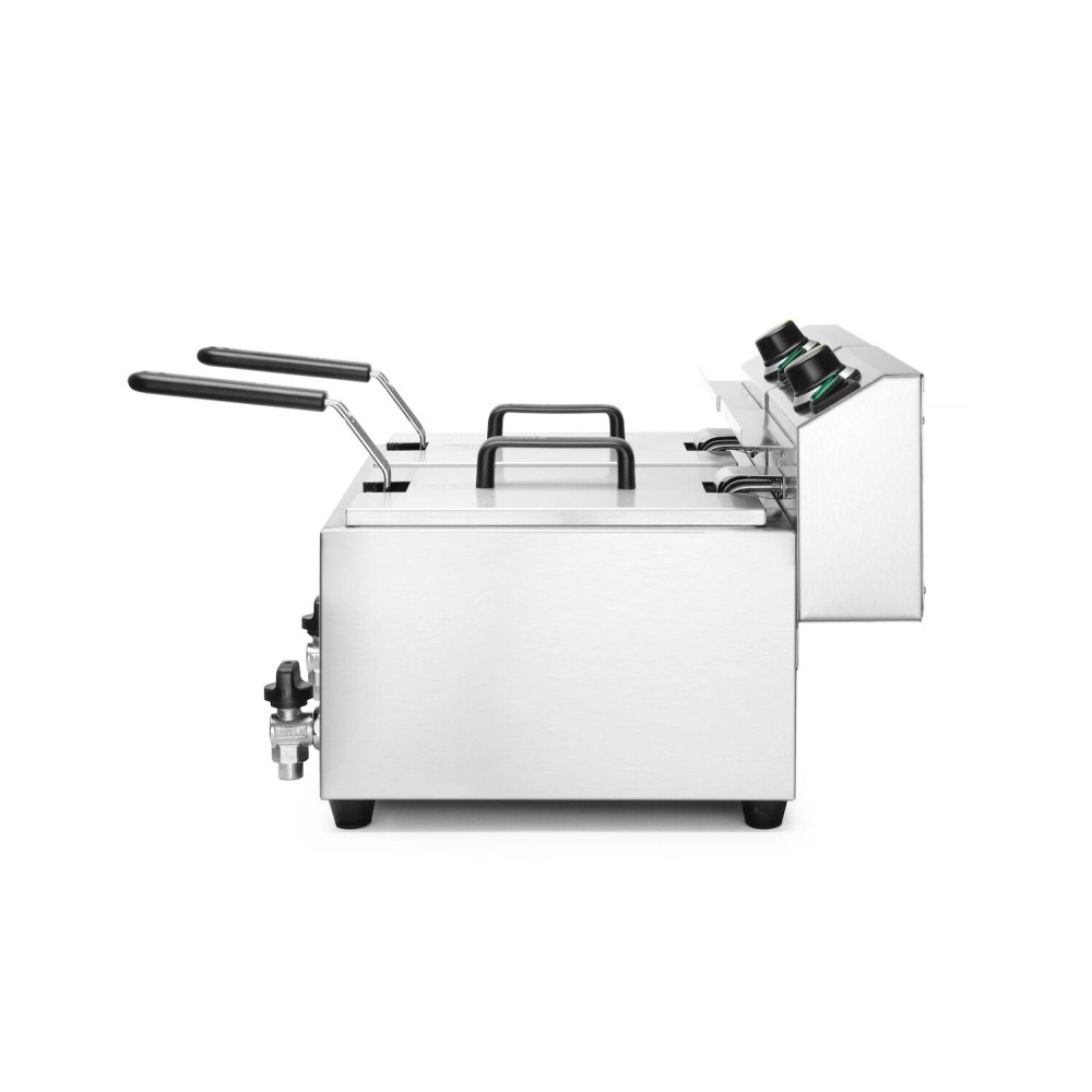 Manuālais friteris Profi Line ar izteces krānu, 2 x 8 l (209301)