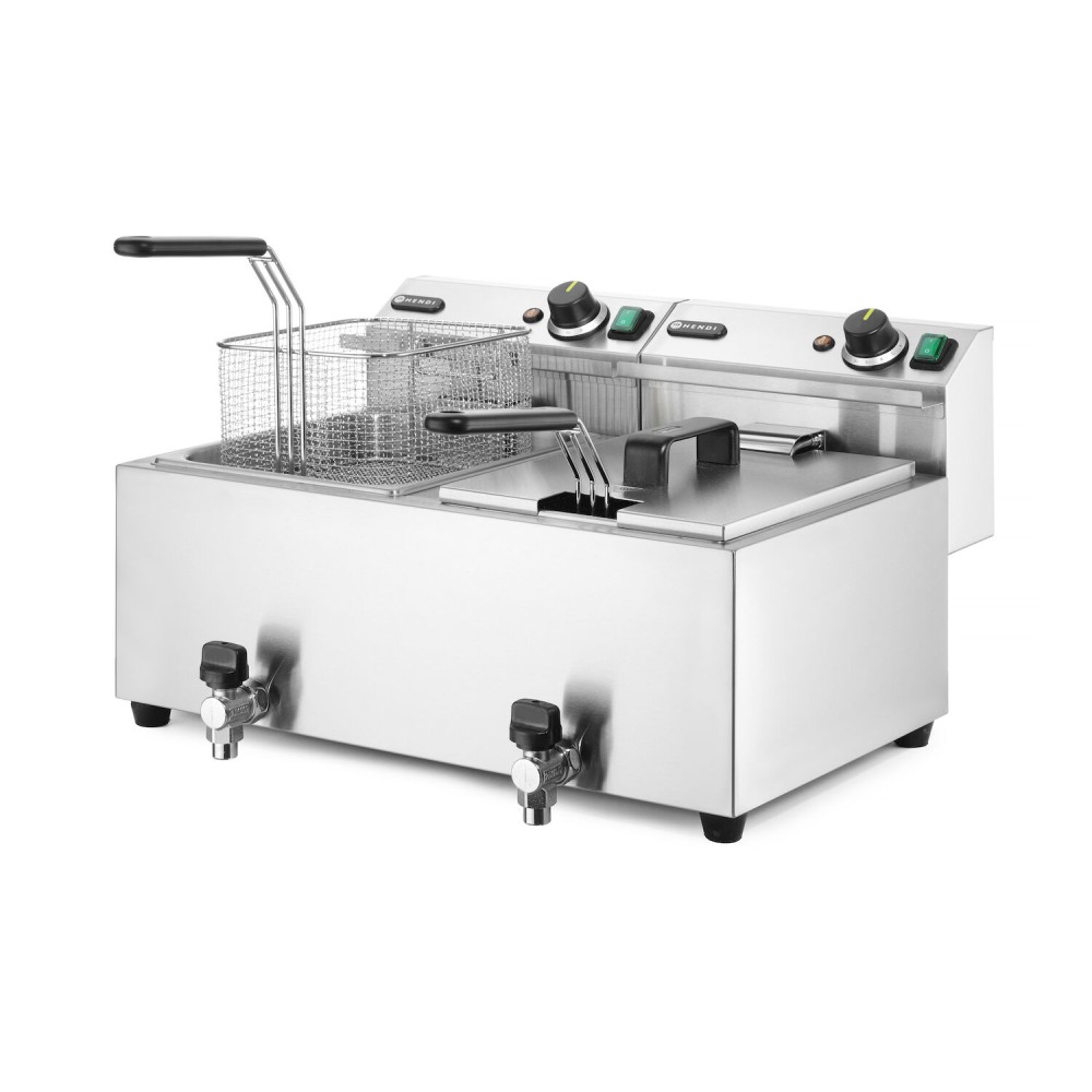 Manuālais friteris Profi Line ar izteces krānu, 2 x 8 l (209301)