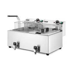Manuālais friteris Profi Line ar izteces krānu, 2 x 8 l