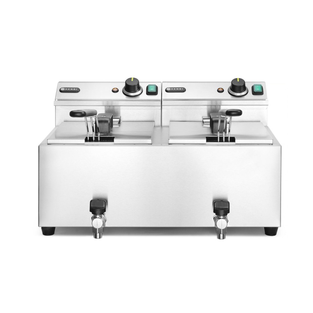 Manuālais friteris Profi Line ar izteces krānu, 2 x 8 l (209301)