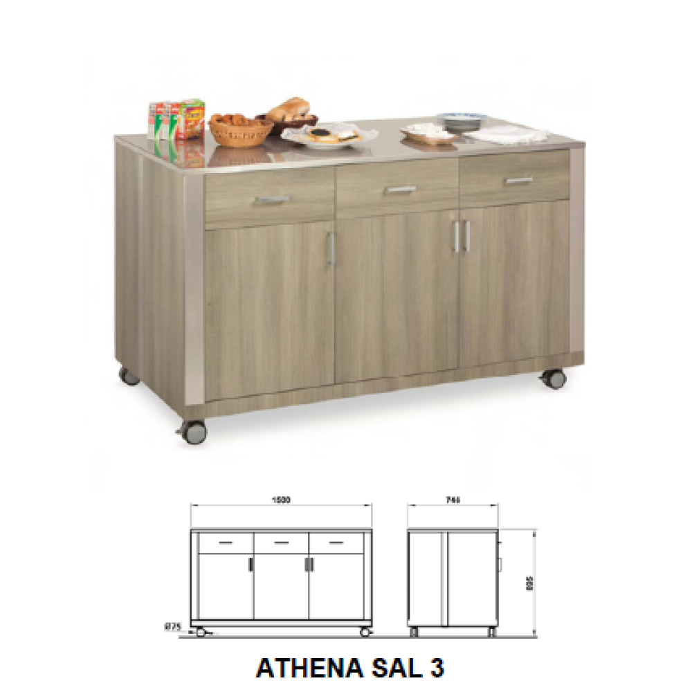 NEITRĀLS MODULIS AR DURVĪM UN ATVILKNĒM ATHENA SAL 3 (010MOATHSAL3)