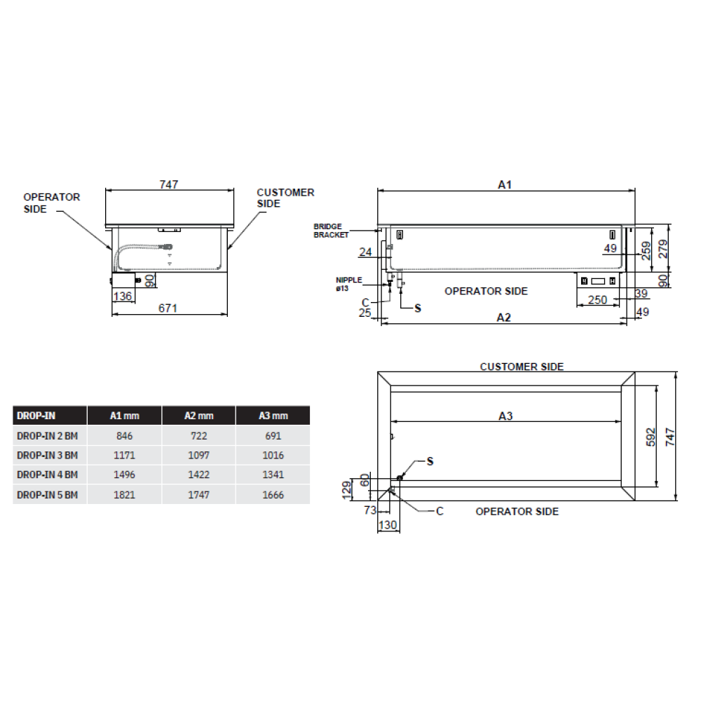 KARSTAIS MARMĪTS AR BAIN-MARIE APSILDI DROP-IN 3BM (006INDROP3BM)