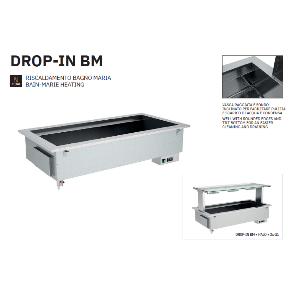 KARSTAIS MARMĪTS AR BAIN-MARIE APSILDI DROP-IN 3BM (006INDROP3BM)