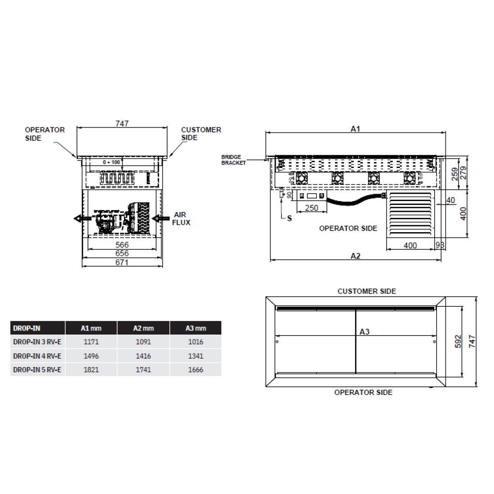 AUKSTAIS MARMĪTS AR VENTILATORU UN IZTVAICĒTĀJU DROP-IN-3RV-E (006INDROP3R/VE)