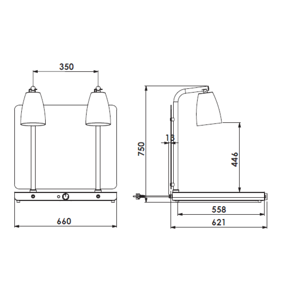 SILDVIRSMA AR 2 INFRASARKANAJĀM LAMPĀM HELIOS 2/1 FIX P1 (034CRHEL2-1FXP1)