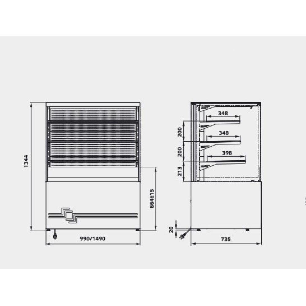 Konditorejas vitrīna CUBE II 1000 Grab n Go/ Dense Back (CUBE-II-1000-DENSEBACK)