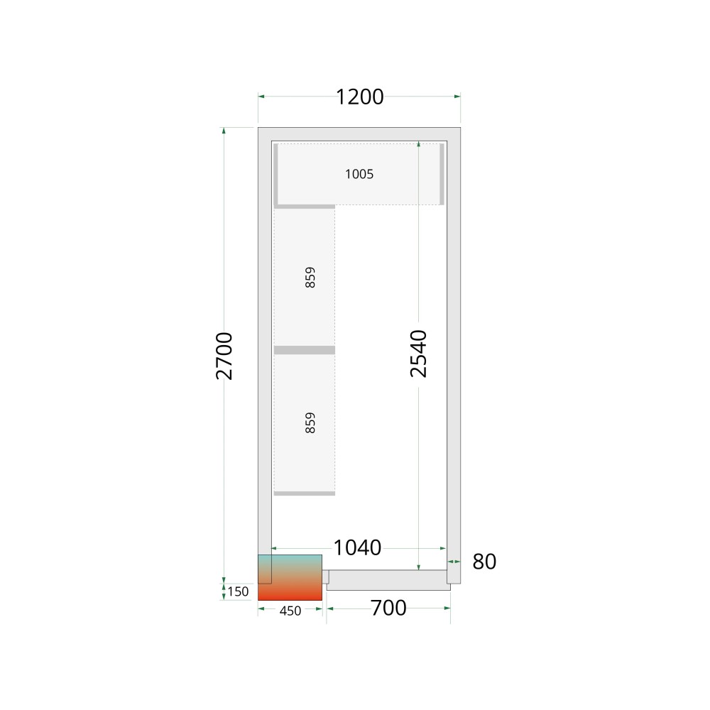 Aukstumkameras paneļi 1200 / 2700 / 2200 mm, 80mm (44039)