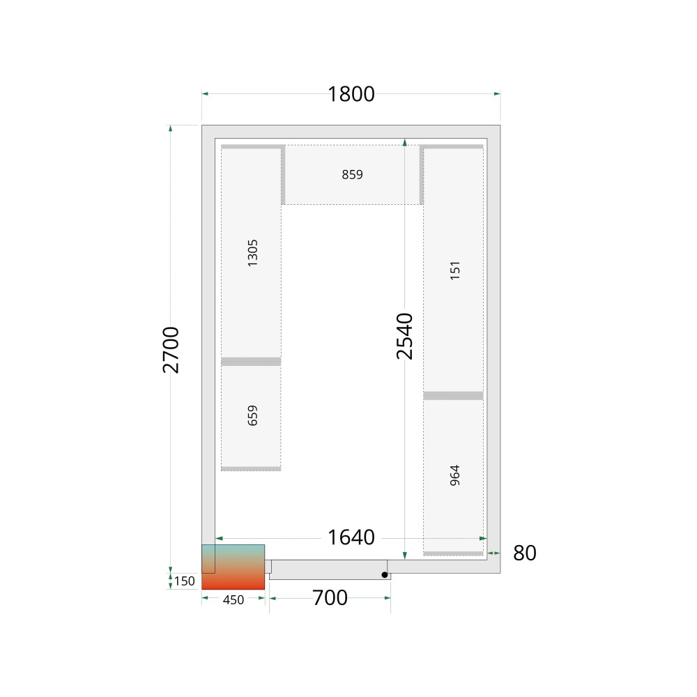 Aukstumkameras paneļi NF 1800 / 2700 / 2120 mm, 80 mm (44079)