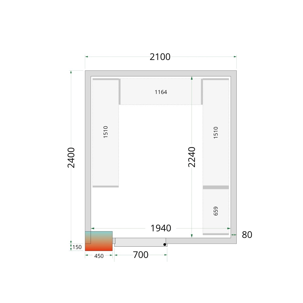 Aukstumkameras paneļi 2100 / 2400 / 2200 mm, 80mm (44083)