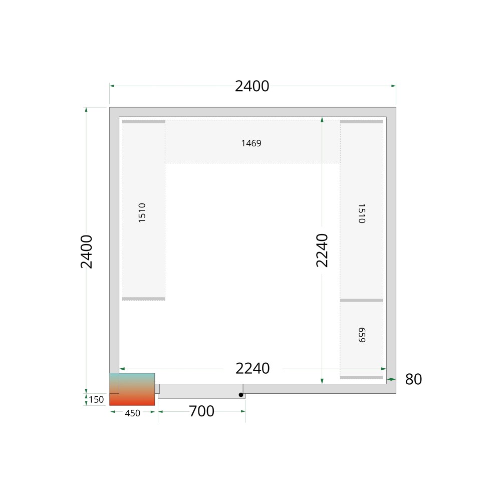 Aukstumkameras paneļi NF 2400 / 2400 / 2120 mm, 80 mm (44088)