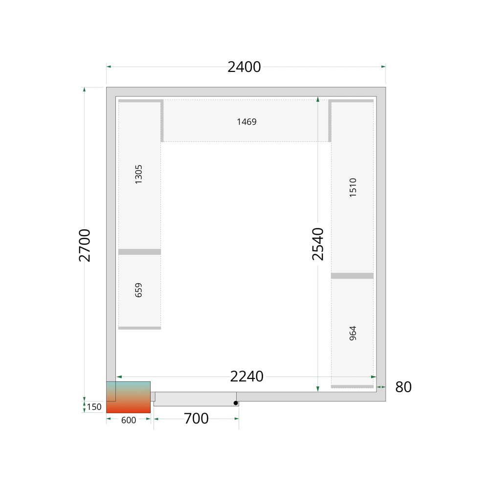 Aukstumkameras paneļi NF 2400 / 2700 / 2120 mm, 80 mm (44090)