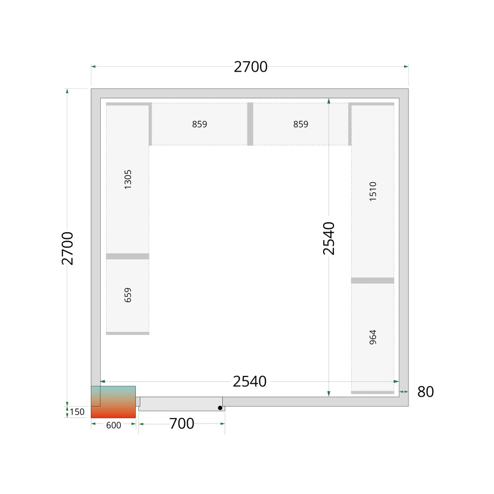 Aukstumkameras paneļi 2700 / 2700 / 2200 mm, 80mm (44093)