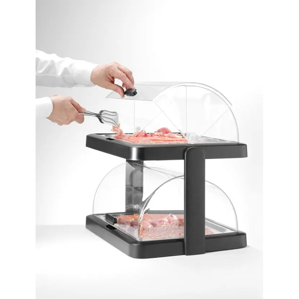 Dubultais aukstais displeja marmīts ar roll-top vāku 480×355×(H)480 mm, melns (871812)