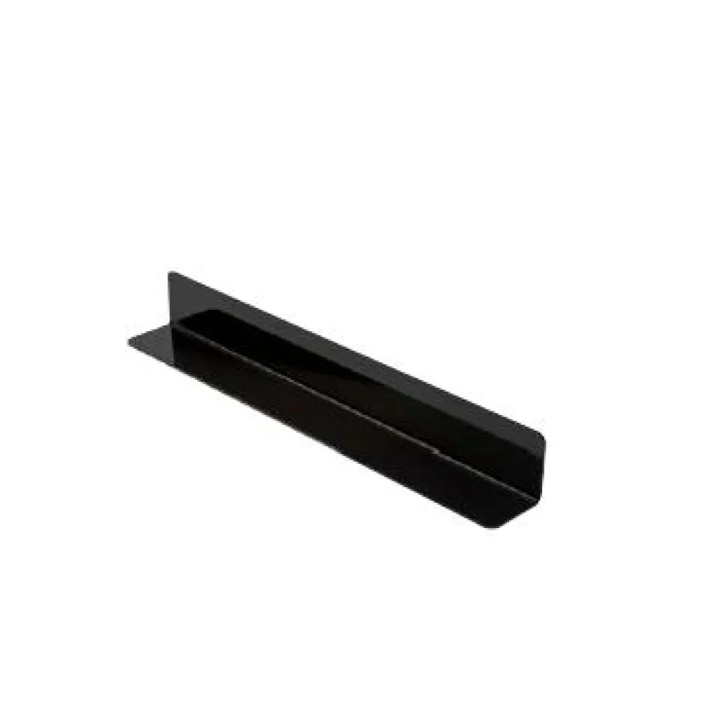 L veida starplika no polimetilmetakrilāta (pleksiglāsa) 6565 – 280 × 65 × 65 mm, melna (A00021182)