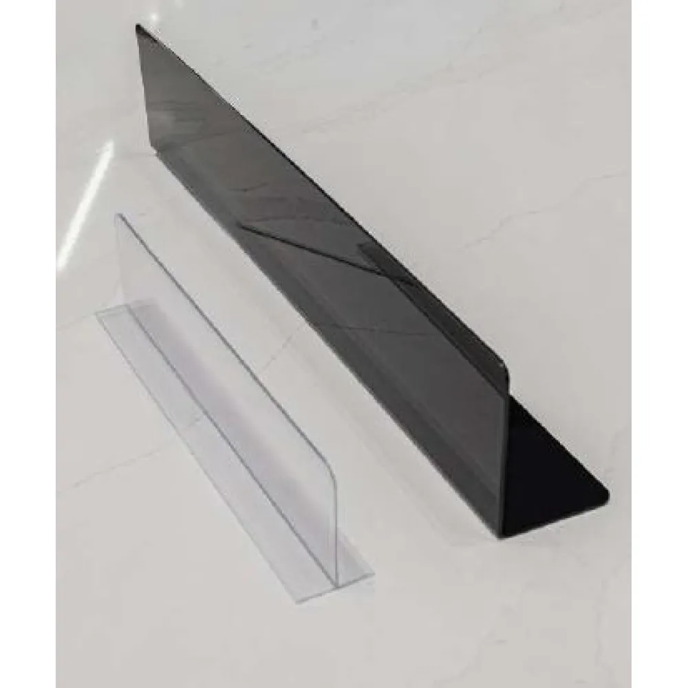 L veida starplika no polimetilmetakrilāta (pleksiglāsa) 6565 – 280 × 65 × 65 mm, melna (A00021182)