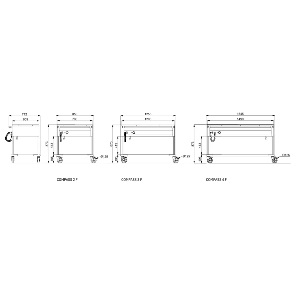 PĀRVIETOJAMS KARSTAIS MARMĪTS AR PRIEKŠĒJO VADĪBAS PANELI COMPASS 4 F (02000COMP4B/FR)