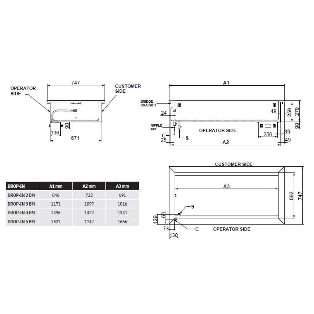 KARSTAIS MARMĪTS AR BAIN-MARIE APSILDI DROP-IN 5BM (006INDROP5BM)