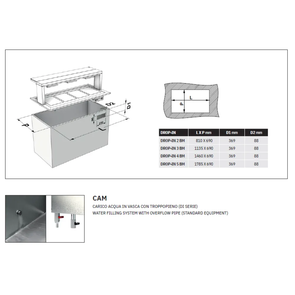 KARSTAIS MARMĪTS AR BAIN-MARIE APSILDI DROP-IN 5BM (006INDROP5BM)