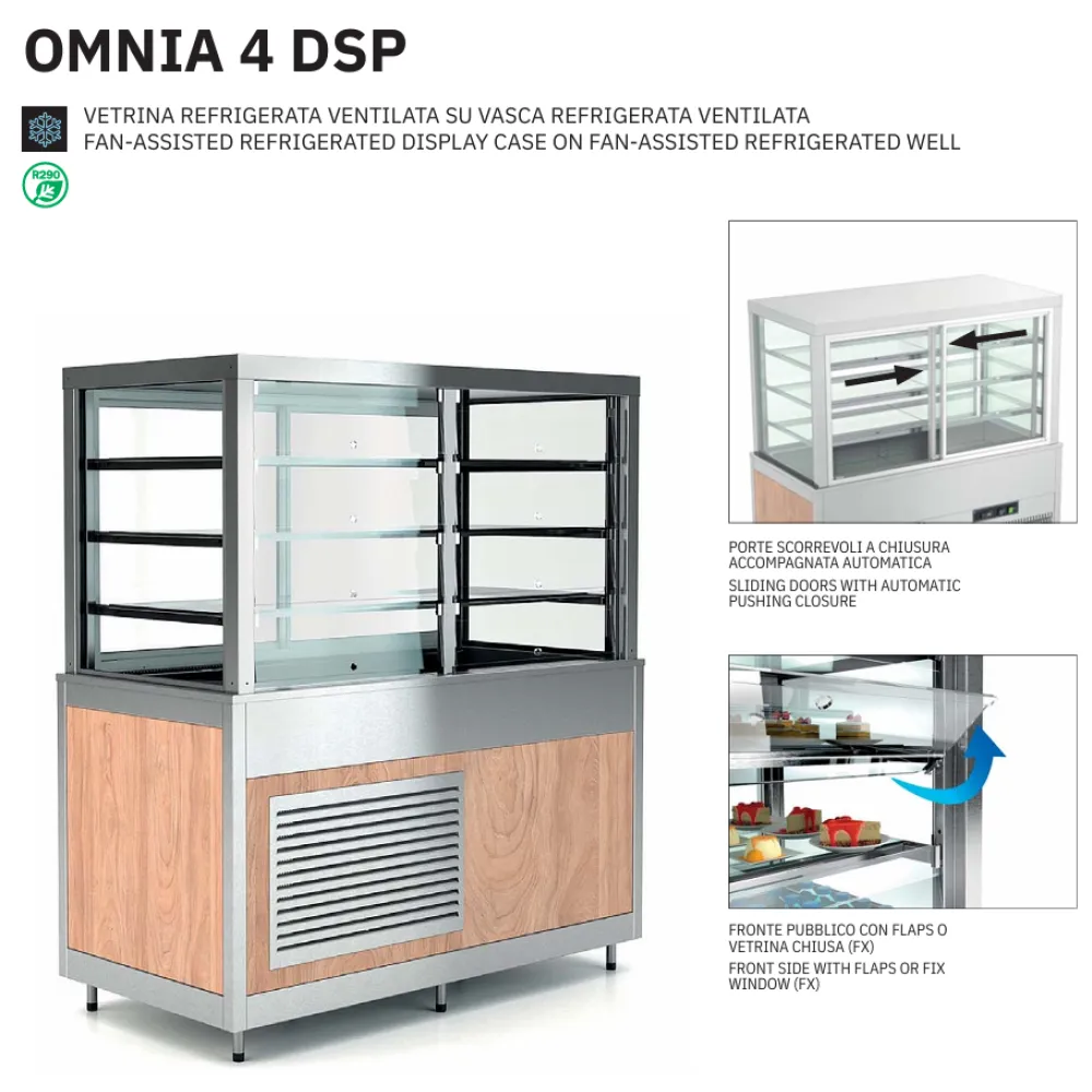 AR VENTILATORU DZESĒJAMA VITRĪNA AR FIKSĒTIEM STIKLIEM PRIEKŠPUSĒ OMNIA 4DSP/FX (01900OMNDSP/FX)