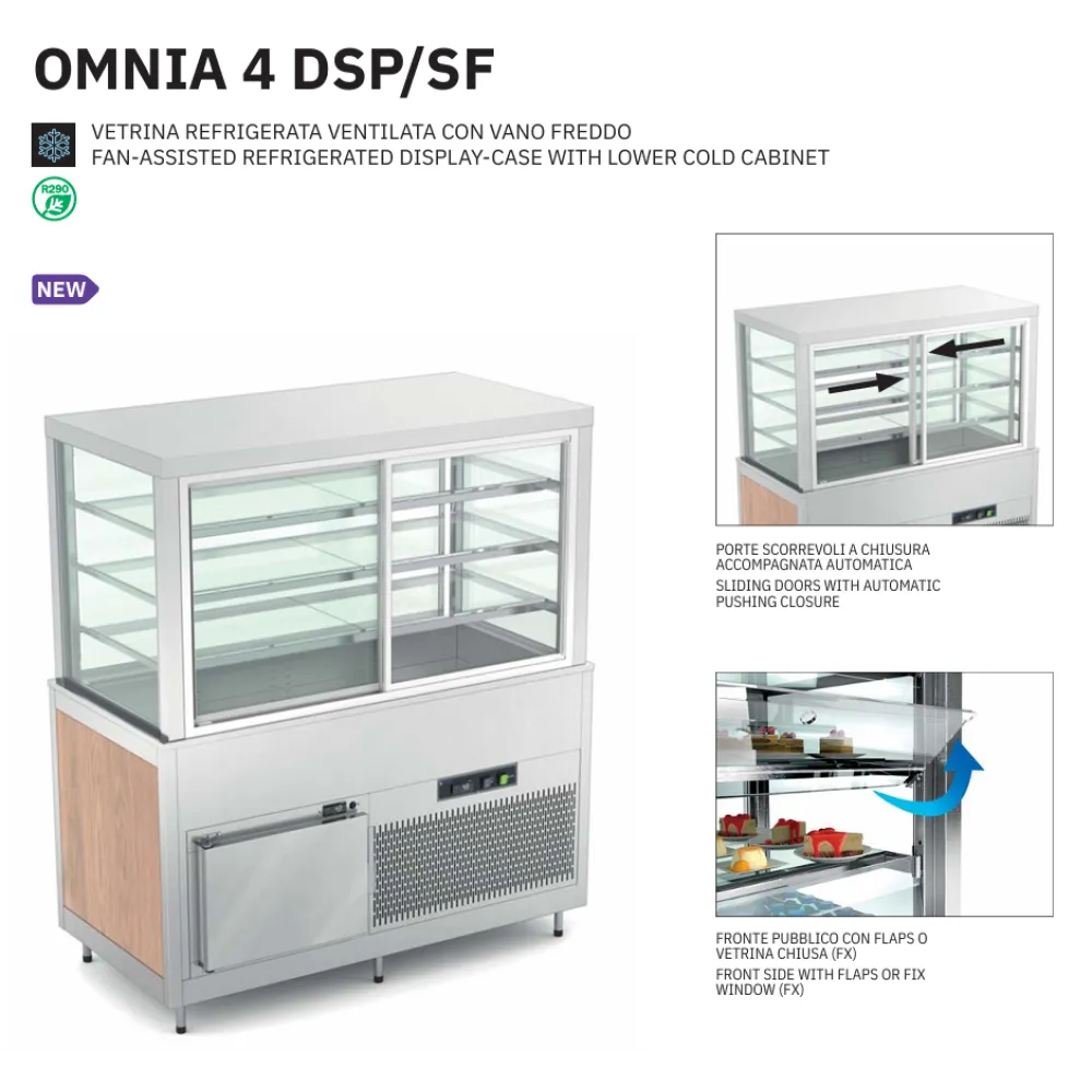 AR VENTILATORU DZESĒJAMA VITRĪNA AR APAKŠĒJU AUKSTO NODALĪJUMU OMNIA 4DSP/SF (01900OMNDSP/SF)