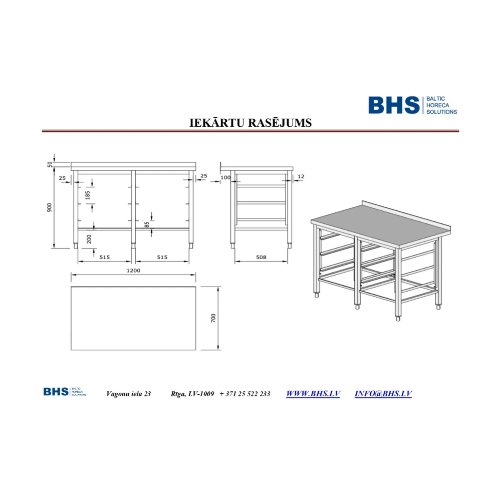 Pēcmazgāšanas galds ar vietu kastem 1200 mm (PR-table-1200)