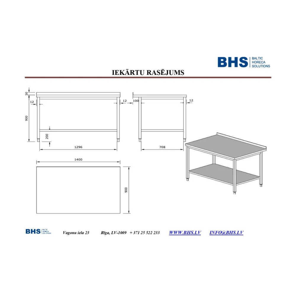 N/t darba galds ar plauktu 1400 mm (PR-worktable-1400)