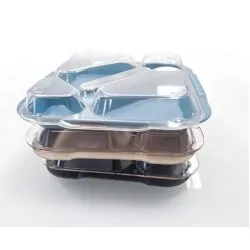 5-compartment food tray lid Polypropylene Transporate
