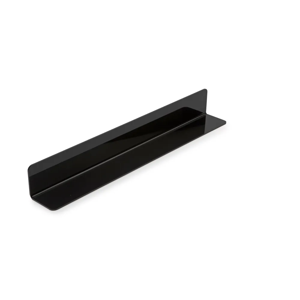 L veida starplika no polimetilmetakrilāta (pleksiglāsa) 6565 – 500x65x65mm, melna (A00012843)