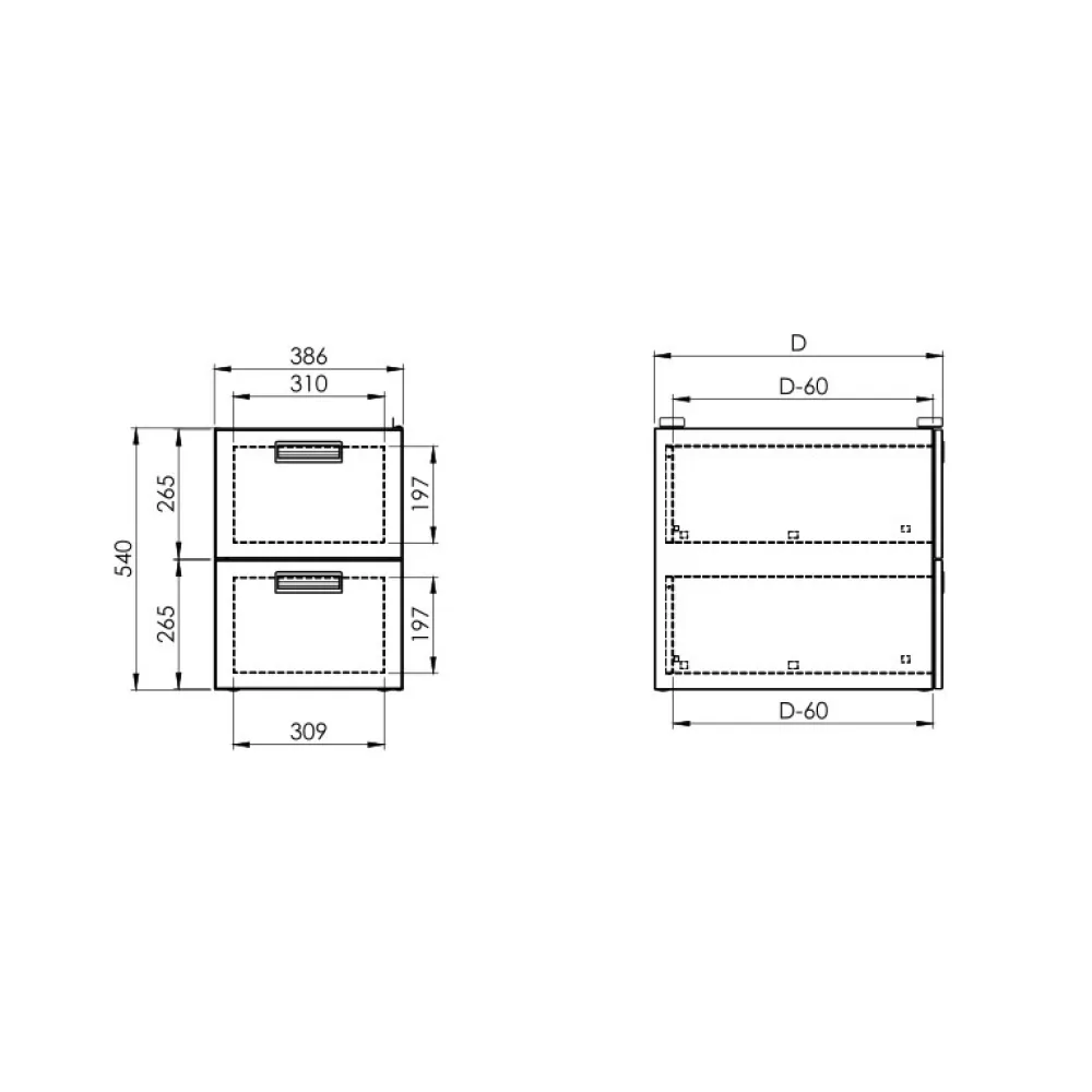 Nerūsējošā tērauda bloks ar 2 atvilktnēm 590 (952325042)