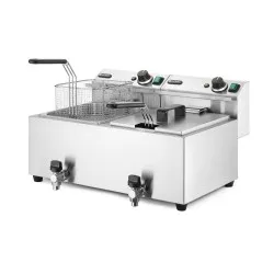 Manuālais friteris Profi Line ar izteces krānu, 2 x 8 l
