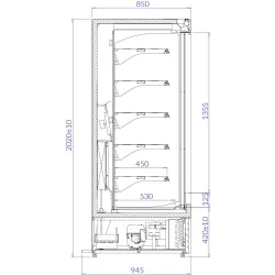 Auksta vitrīna ECOMAX 0.9 890 mm