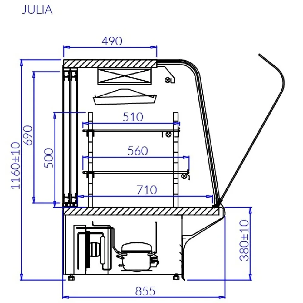 Auksta vitrīna JULIA 1900 mm (JU101)