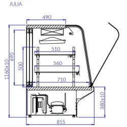 Auksta vitrīna JULIA 1290 mm