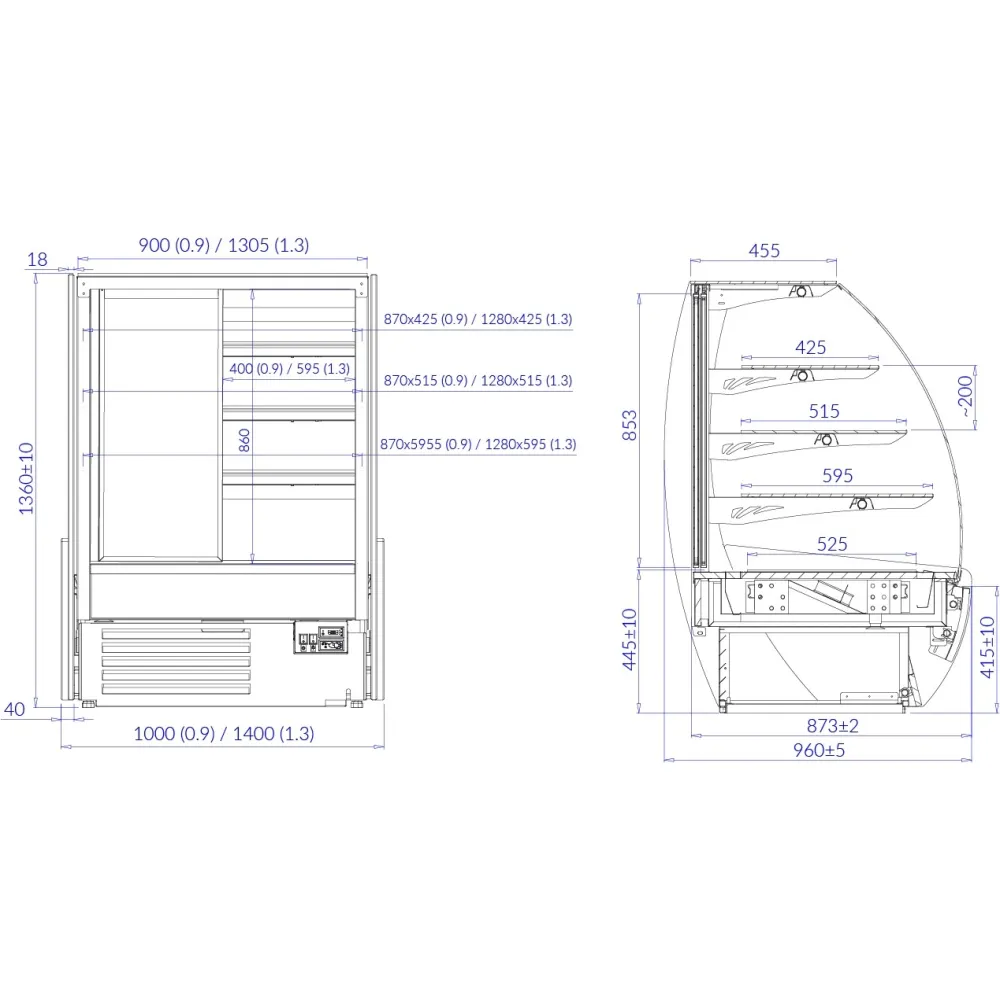 Konditorejas vitrīna KAMELEO 1.3W REMOTE (JA101K-c)