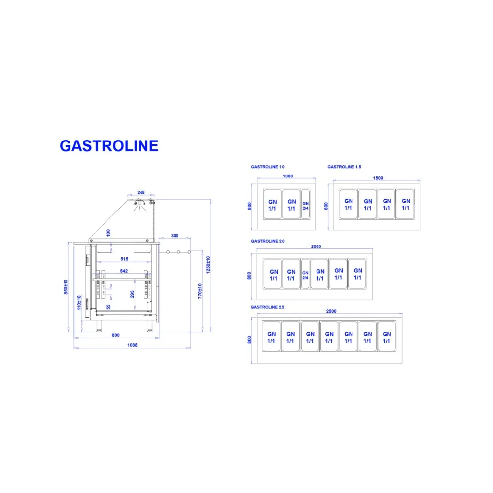 Salātu bārs GASTROLINE 2500mm (GL102)