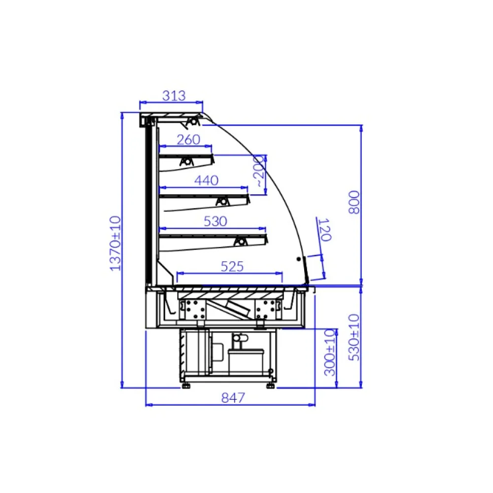 Silta vitrīna JAMAIKA Open 610 mm REMOTE (JA103O-c)