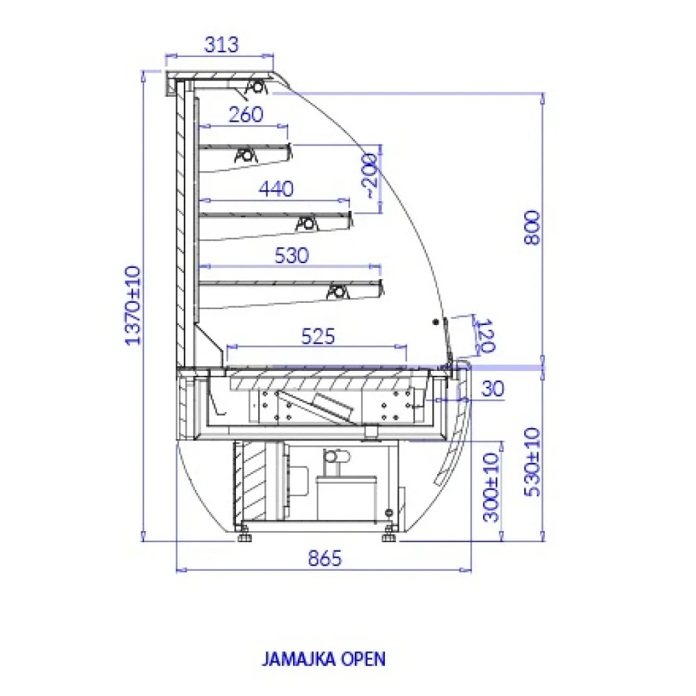 Silta vitrīna JAMAIKA Open 1000 mm (JA102O)
