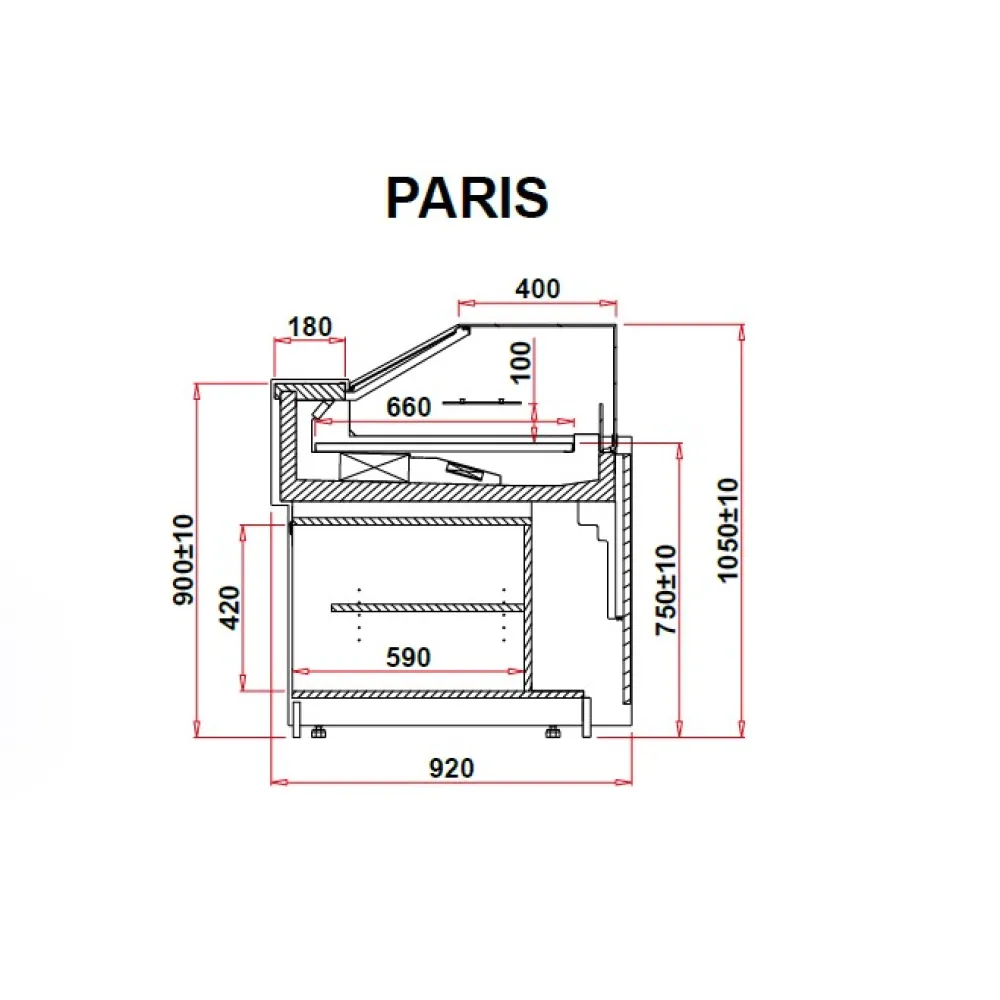 Konditorejas vitrīna PARIS 1.25 Z (PRS130Z)