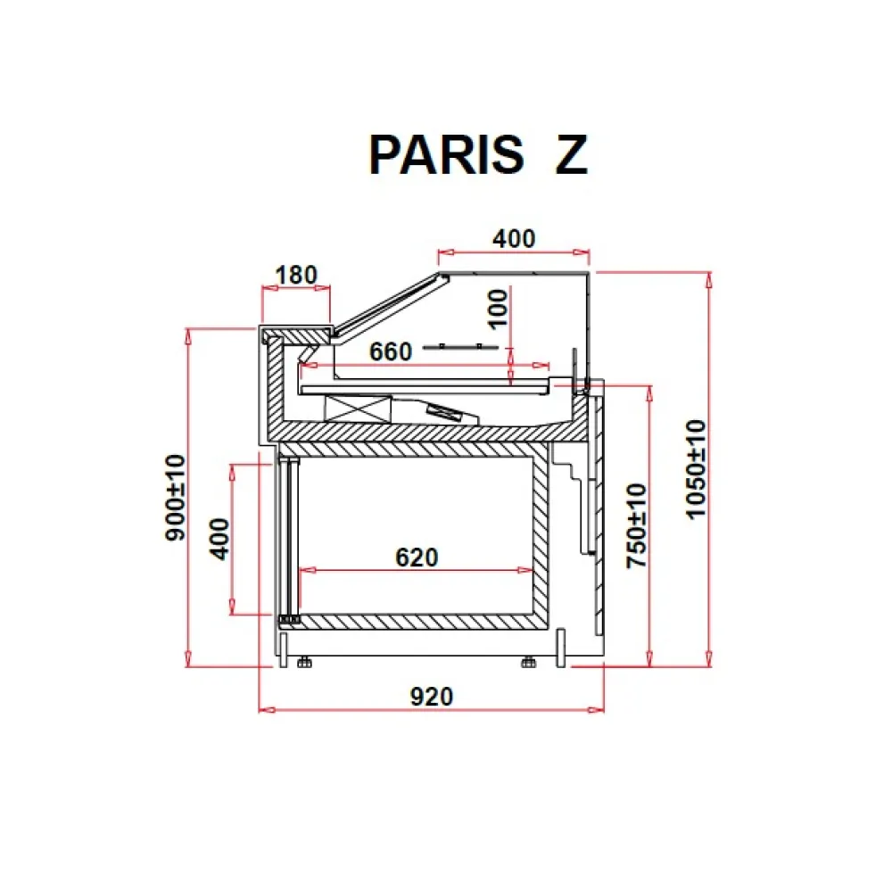 Konditorejas vitrīna PARIS 1.25 Z (PRS130Z)