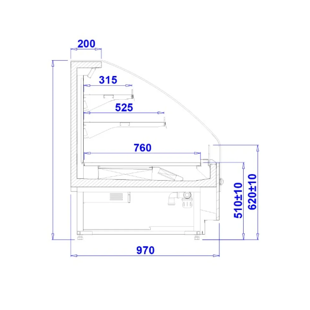 Vitrīna PROXIMA SLIM OPEN 1.25 REMOTE (PRXS100-c)