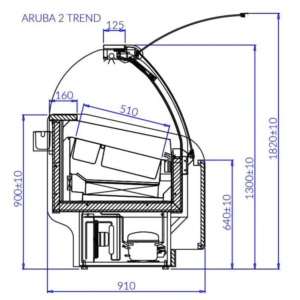 Saldējuma vitrīna ARUBA ICE 1070 mm (AB200)