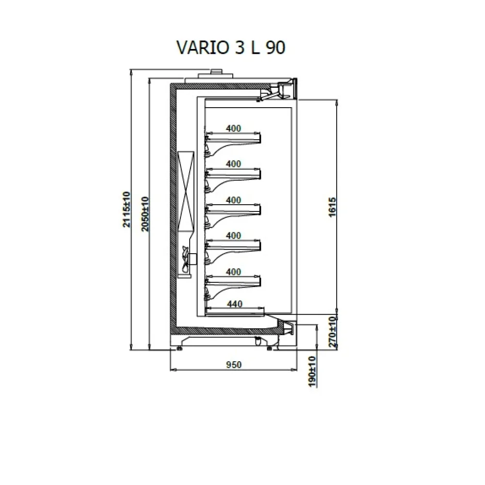 Vitrīna VARIO 3 2.50 90L REMOTE (VR360.900L)
