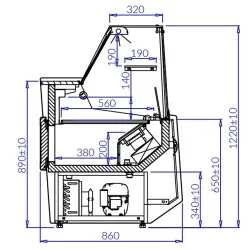 Auksta vitrīna PICO DEEP 0.98
