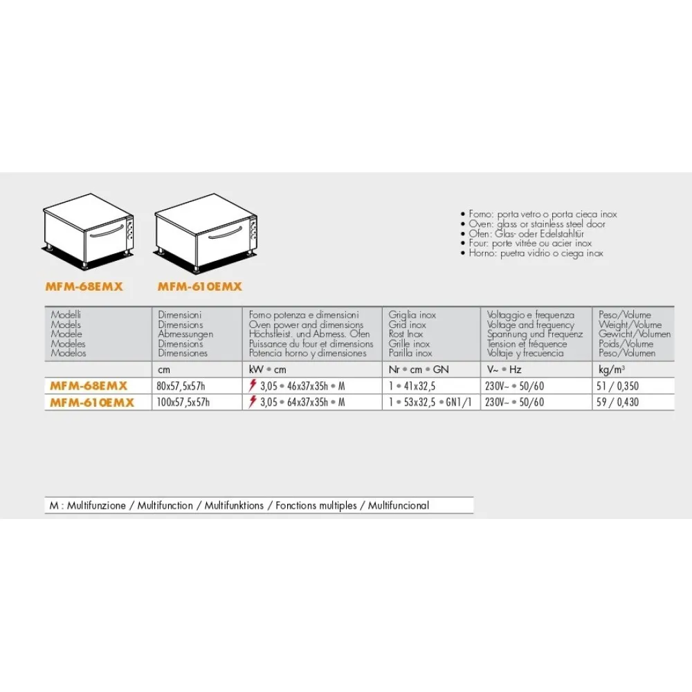 Daudzfunkcionāla elektriskā cepeškrāsns -paliktnis MFM-68EMX (06490813X)