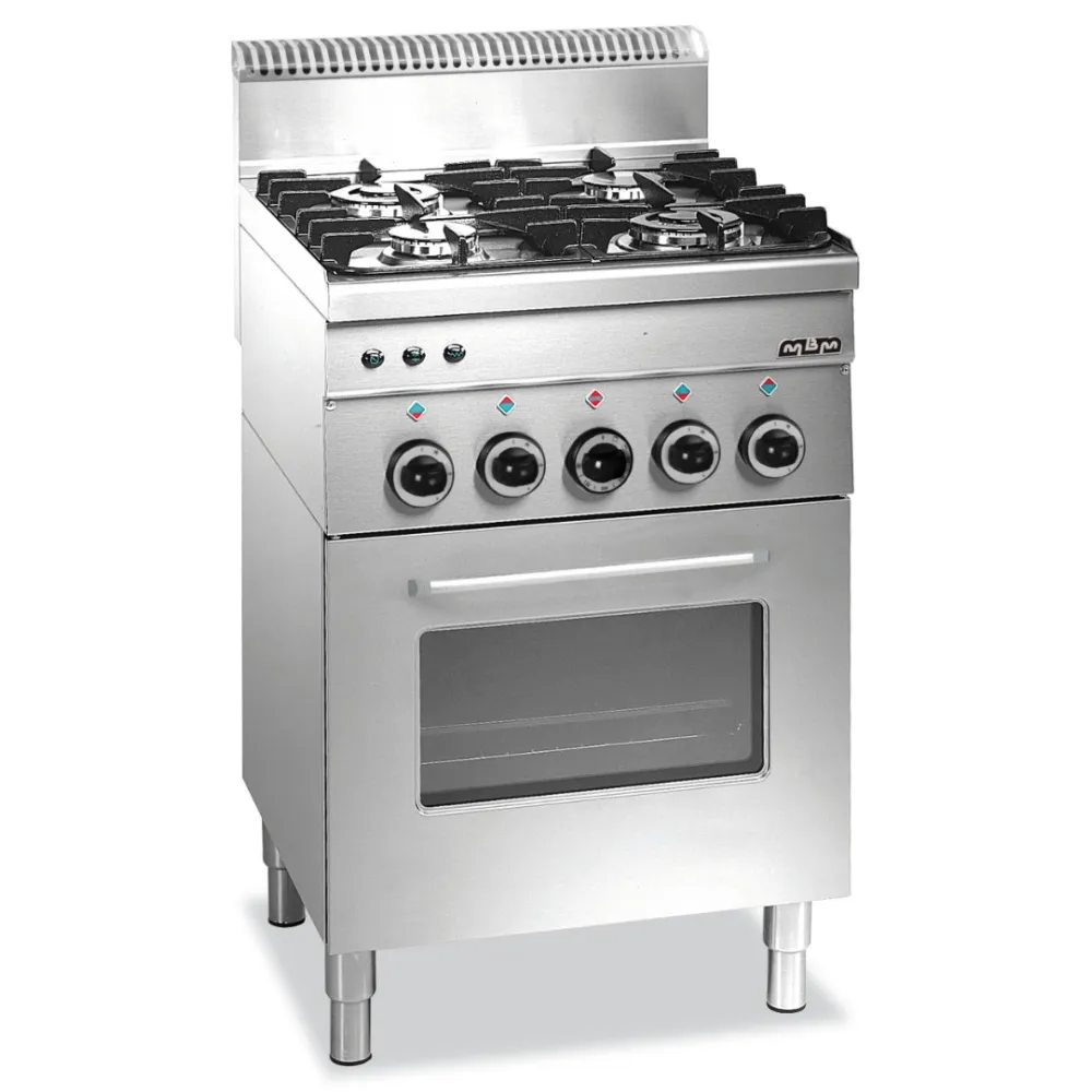 Gāzes plīts ar gāzes cepeškrāsni un elektrisko grilu 13.7+1.8 kW MINIMA 600 (G4SF6)