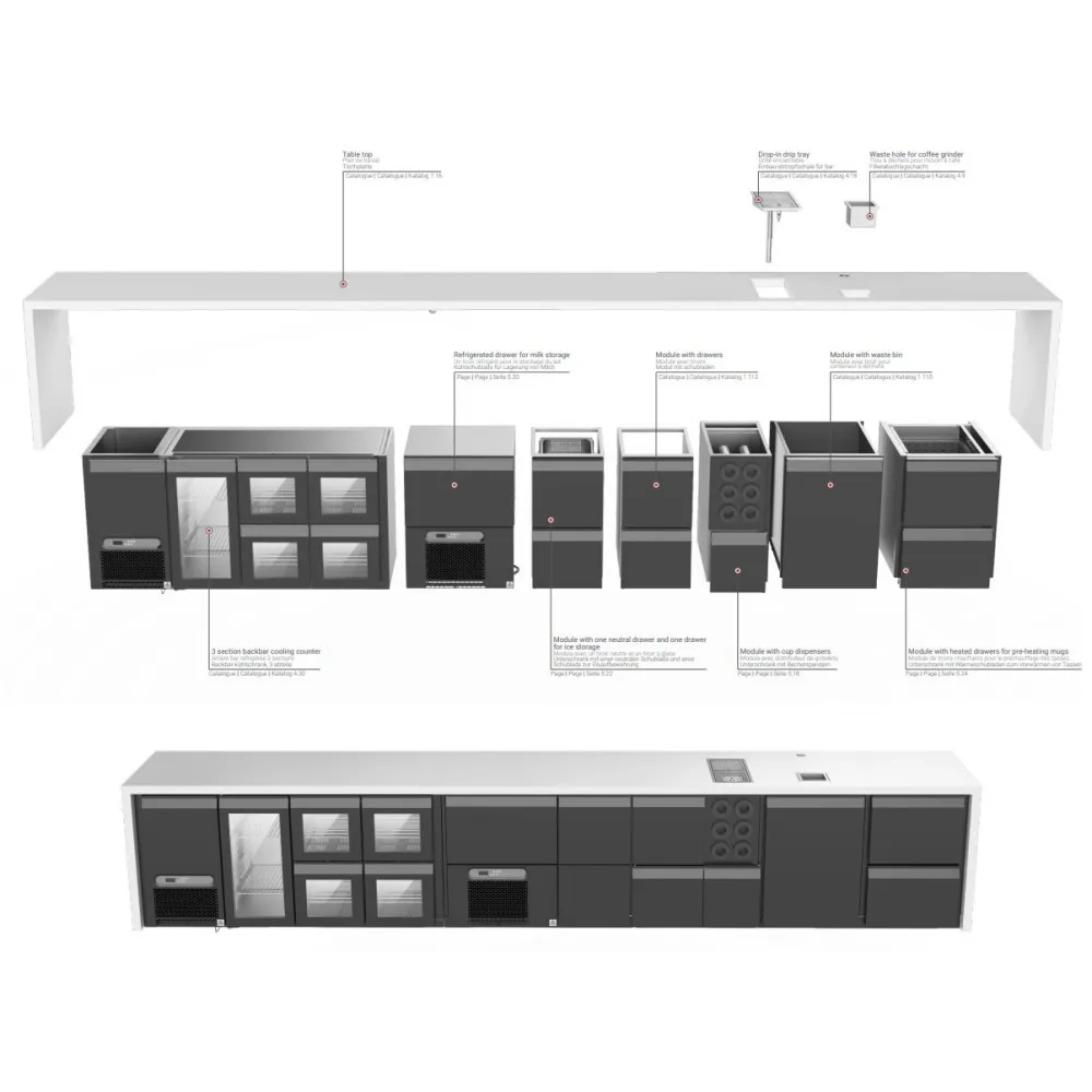 Modulis ar vienu neitrālu atvilktni un vienu atvilktni ledus uzglabāšanai (BHS-Z-DRAWER FOR ICE STORAGE-43/67/86 )