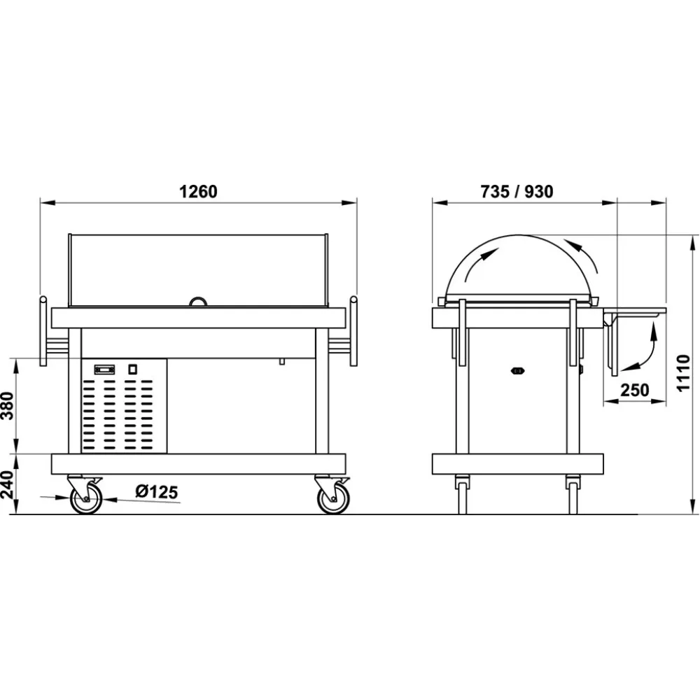 SERVISA RATIŅI AR AUKSTO VITRĪNU UN LEDUSSKAPI ARTEMIDE REF 3/1 (008INARTREFGML)